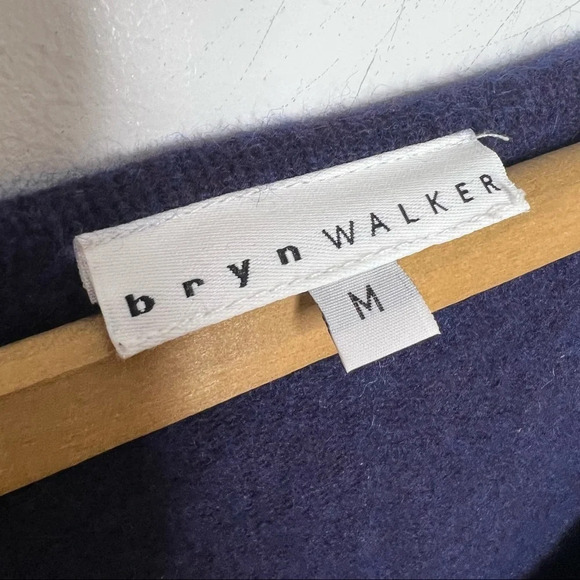 Bryn Walker Wool Blend Cardigan Sweater Medium Blue 2-Button Front Cozy Knit - Picture 10 of 10